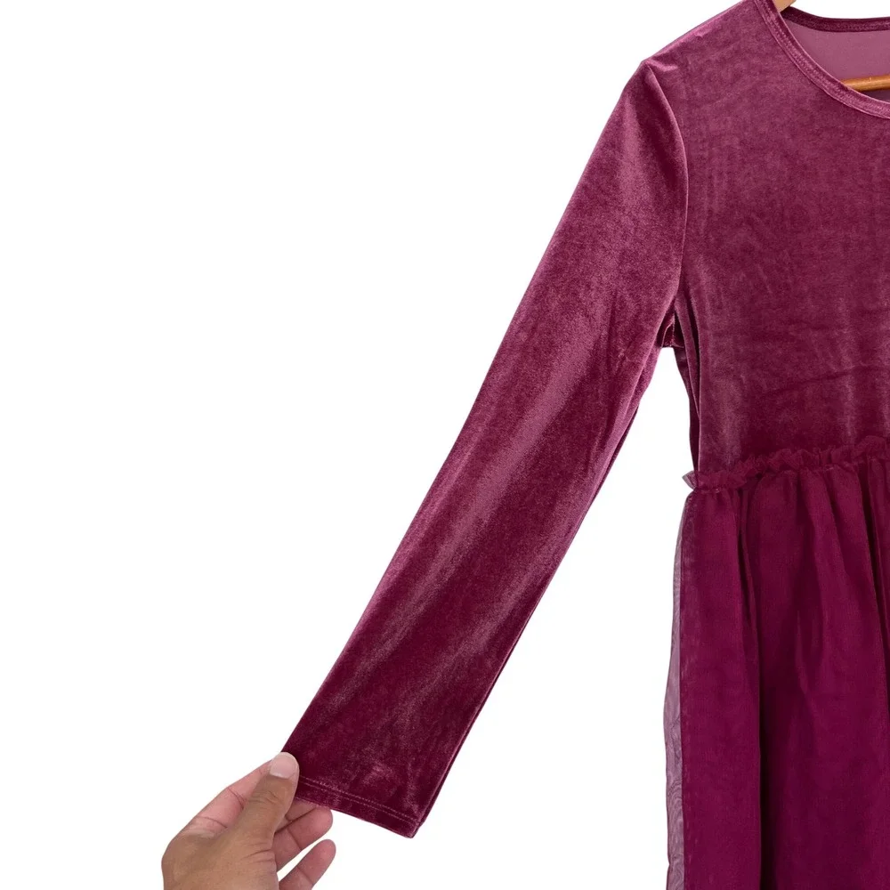 Velvet Tutu Dress Girls XL 14-16 Plus Burgundy Long Sleeve Tulle Wonder Nation